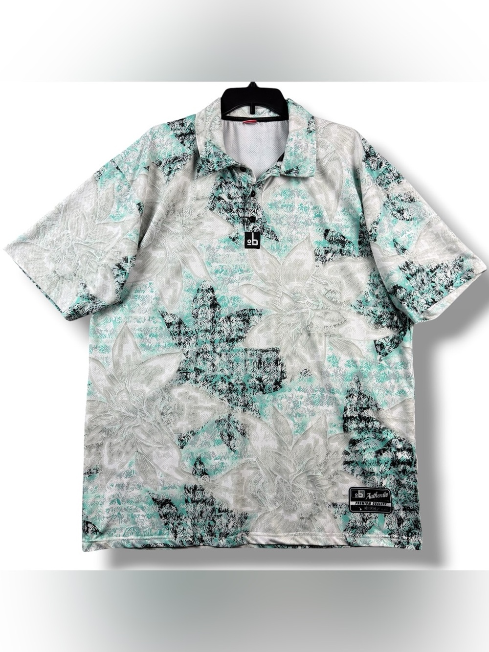 OB Golf Out Of Bounds Men’s XL Floral Hawaiian Golf Polo Shirt 100% Polyester